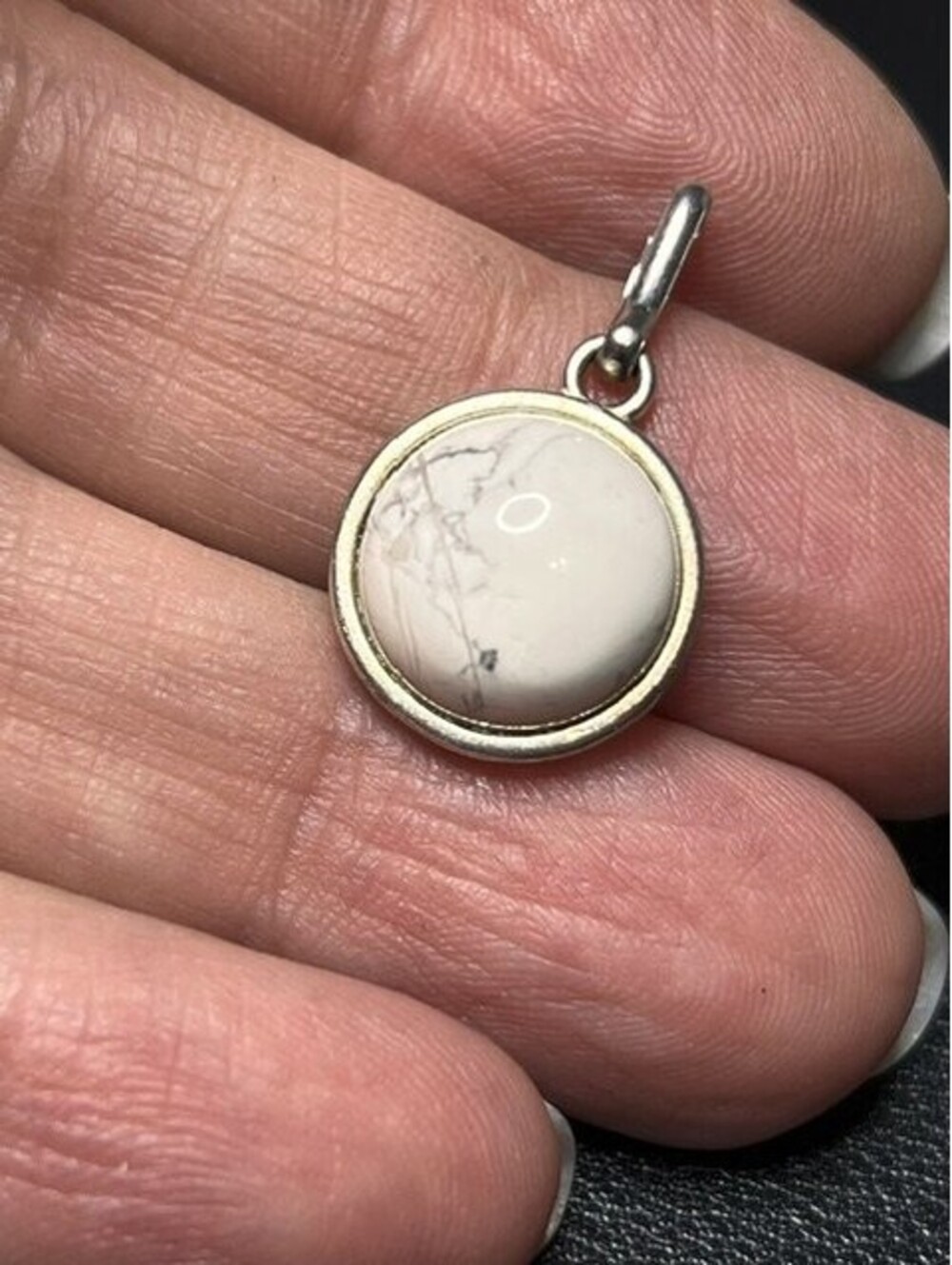 B6892 Alex and Ani  Charm Pendant 925 Sterling Silver Howlite Gemstone 16mm